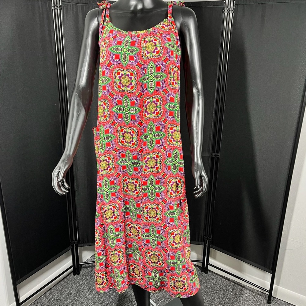 NWT Batik Dress Sleeveless Midi Colorful‎ Print Kencana Ungu Boho Size T2